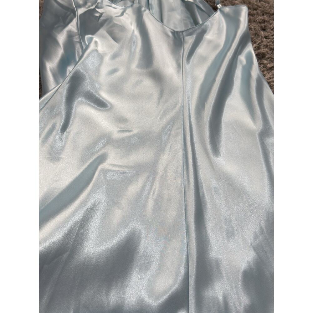 Y2K Secret Treasures Women’s Satin Slip Dress Nightgown Blue L Spaghetti Straps - Picture 5 of 13